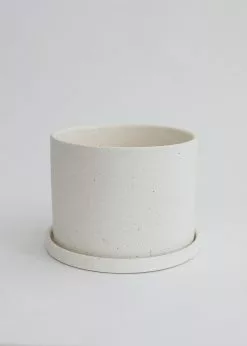 Afloral Speckled Ceramic Pot With Saucer - 5.5