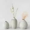 Afloral Set Of 3 Dotted Stoneware Bud Vases - 3.4-4.75"