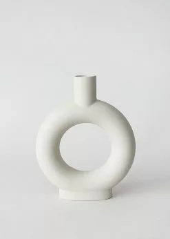 Afloral Handmade Stoneware Circle Vase - 9.25"