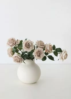 Afloral Artificial Flowers Rose In Taupe Beige - 21.5"