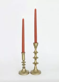 Afloral Set Of 2 Antique Gold Candle Holders - 7-10" Tools & Accents
