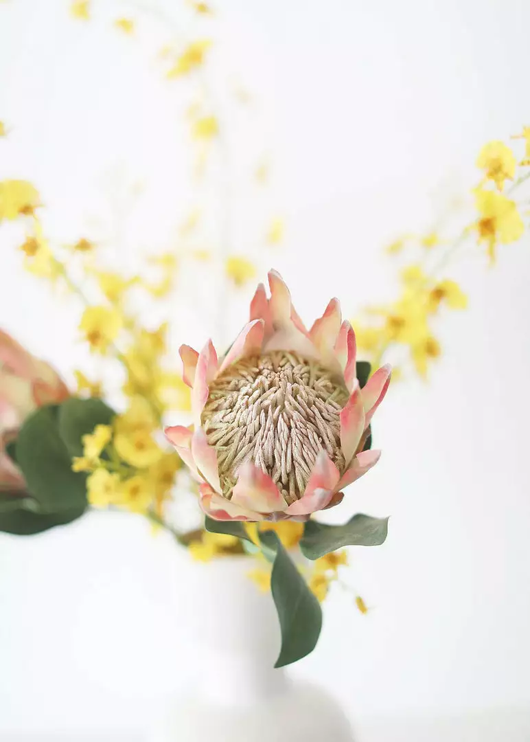 Afloral Coral Yellow Artificial King Protea - 29"