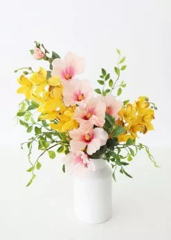 Afloral Silk Cymbidium Orchid In Golden Yellow - 30