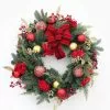 Afloral Red And Gold Decorated Pine Christmas Wreath - 24" Artificial Plants