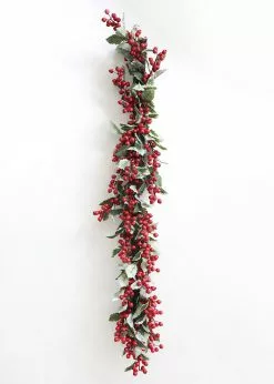 Afloral Outdoor Waterproof Holly Berry Christmas Garland - 4' Artificial Plants