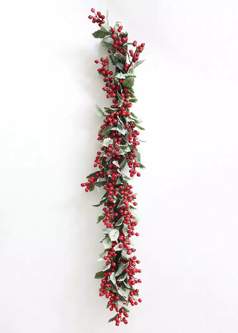 Afloral Outdoor Waterproof Holly Berry Christmas Garland - 4' Artificial Plants