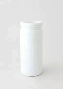 Afloral Tall Glass Hobnail Jar In White - 10"