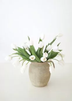 Afloral Bundle Of 7 White Real Touch Tulip Flowers - 14"