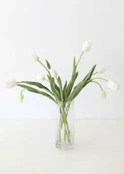 Afloral Bundle Of 5 Real Touch White Tulips - 22" Artificial Flowers