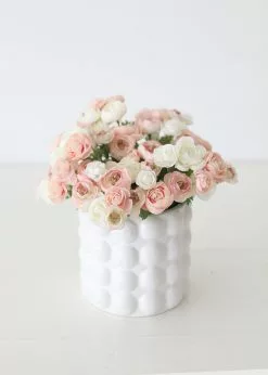 Afloral Hobnail Textured Pot In White - 5.25" Vases