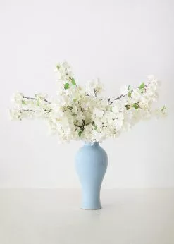 Afloral Ceramic Blue Tall Glossy Vase - 16