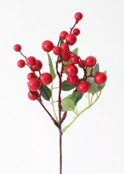 Afloral Artificial Holiday Berries In Red - 13" Artificial Plants